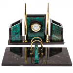 Настольный письменный набор из змеевика с часами Successful Leader варинант исполнения - 1 | Loft Concept в Казани