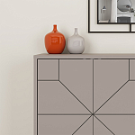 Комод бежево-серый с 4-мя дверцами с геометрическим рисунком на металлических ножках DUNE CONSOLE LIGHT MOCHA варинант исполнения - 4 | Loft Concept в Казани