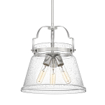 Подвесной светильник с прозрачным стеклянным плафоном в форме колокола с эффектом пузырьков и тремя лампами Quoizel варинант исполнения - 1 | Loft Concept в Казани
