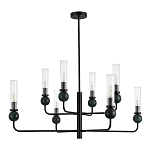 Люстра с 8-ю плафонами в форме стеклянных трубок и мраморных декоративных элементов Montreal варинант исполнения - 3 | Loft Concept в Казани