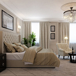 Кровать двуспальная бежевая с основанием из массива дерева с мягким изголовьем Flax Beds варинант исполнения - 4 | Loft Concept в Казани