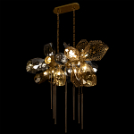 Люстра подвесная с 18-ю стеклянными плафонами с вертикальными подвесками Gilded Mirage  варинант исполнения - 6 | Loft Concept в Казани