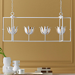 Люстра белая прямоугольная с абажурами в виде цветков тюльпана White Tulips варинант исполнения - 8 | Loft Concept в Казани