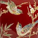 Настольная лампа бордовая с изображением птиц Slip Away варинант исполнения - 6 | Loft Concept в Казани