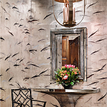 Обои ручная роспись Fishes Blue Pearl on Tarnished Silver gilded silk with pearlescent antiquing варинант исполнения - 1 | Loft Concept в Казани