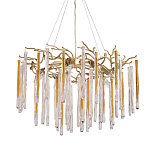 Люстра подвесная золотого цвета с разветвленными ветвями и прозрачными стеклянными подвесками Droplet Chandelier варинант исполнения - 1 | Loft Concept в Казани