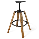 Барный стул со спинкой и металлической подставкой на 4-х деревянных ножках Бежевый Велюр Vendramin Chair варинант исполнения - 8 | Loft Concept в Казани