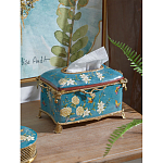 Салфетница прямоугольная голубого цвета с цветами и бабочками Blue Garden варинант исполнения - 3 | Loft Concept в Казани