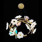 Люстра круглая на золотом каркасе с птичками и цветочным декором Miscellaneous herbs варинант исполнения - 8 | Loft Concept в Казани