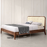 Кровать двуспальная с каркасом из дерева и мягким изголовьем Moon Walnut Bed варинант исполнения - 6 | Loft Concept в Казани
