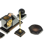 Настольный письменный набор с часами из природного камня обсидиана National Еmblem варинант исполнения - 5 | Loft Concept в Казани