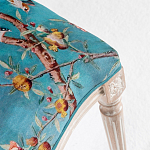 Стул из массива бука бирюзовый с изображением птиц и цветов Turquoise Beige Chinoiserie Peach Garden Chair варинант исполнения - 4 | Loft Concept в Казани