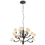 Люстра подвесная черного цвета с ветвями и белыми фарфоровыми цветами Floralis варинант исполнения - 4 | Loft Concept в Казани