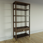 Стеллаж Elsa Dreams Walnut со стеклянными полками и ящиком варинант исполнения - 1 | Loft Concept в Казани