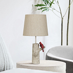 Настольная лампа с тканевым абажуром и основанием в виде птицы на дереве Simurq варинант исполнения - 3 | Loft Concept в Казани