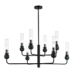 Люстра с 8-ю плафонами в форме стеклянных трубок и мраморных декоративных элементов Montreal варинант исполнения - 1 | Loft Concept в Казани