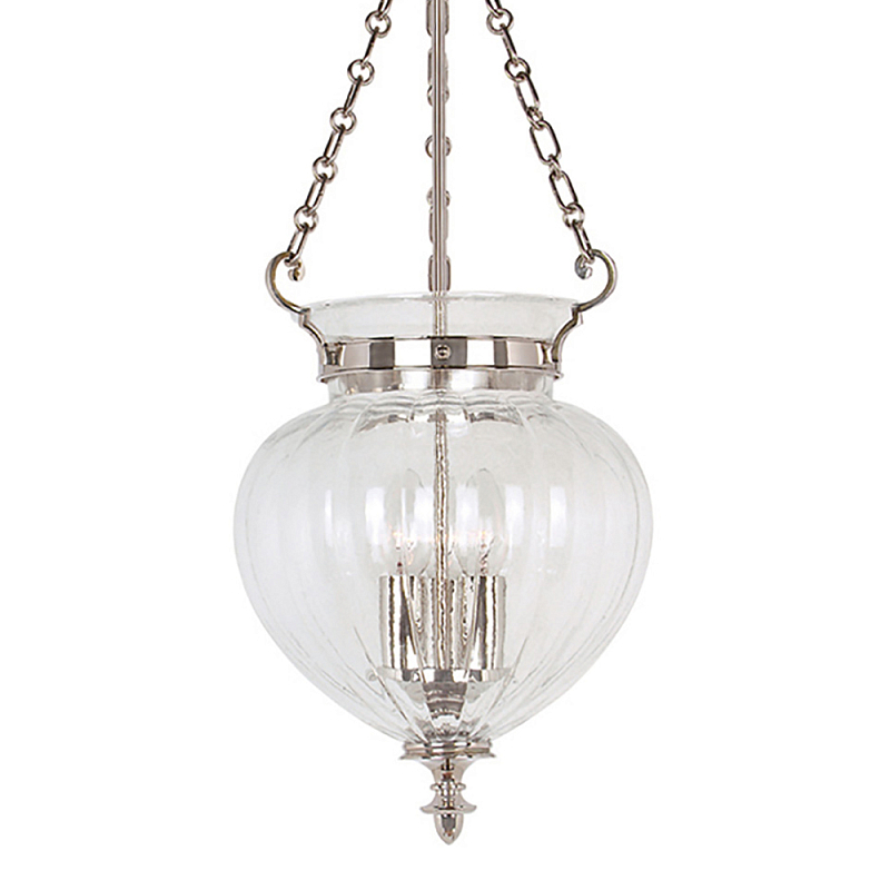 Подвесной светильник цвета никель с прозрачным ребристым стеклянным плафоном в классическом стиле Elstead Lighting Прозрачное Стекло Никель в Казани | Loft Concept 