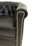 Кресло кожаное с мягкими подлокотниками на 4-х деревянных ножках Logan Leather Armchair black 2 варинант исполнения - 2 | Loft Concept в Казани