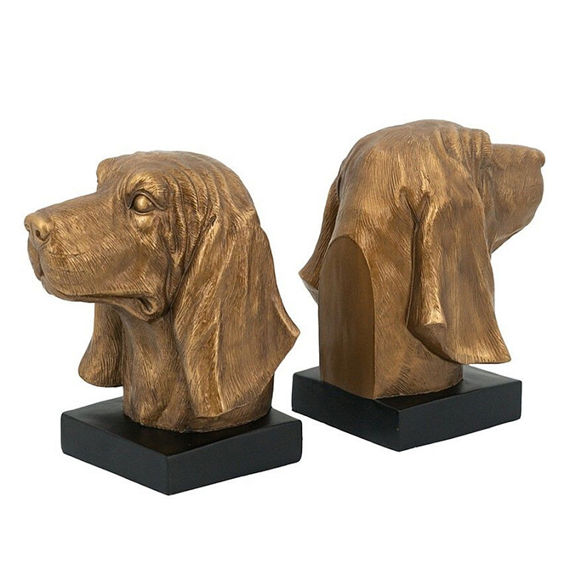 Держатель для книг с бронзовыми фигурками головы собаки Dog Elegance Бронза Черный Держатель для книг с бронзовыми фигурками головы собаки Dog Elegance Бронза Черный в Казани | Loft Concept
