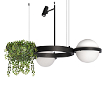 Подвесной светильник с 2-мя шарообразными плафонами и цилиндрическим спотом Light of Еyes варинант исполнения - 1 | Loft Concept в Казани