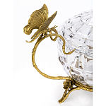 Конфетница из прозрачного рельефного стекла с ручками в виде стрекоз и фигуркой лебедя Eden Garden варинант исполнения - 2 | Loft Concept в Казани