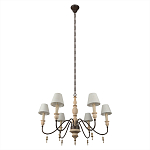 Люстра на металлическом основании с 6-ю белыми тканевыми абажурами Terrain варинант исполнения - 4 | Loft Concept в Казани