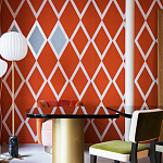 Обои ручная роспись Chez Nina by India Mahdavi Lantana colourway on Arancio dyed silk варинант исполнения - 4 | Loft Concept в Казани