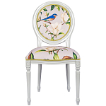 Стул светло-серый из натурального бука с изображением птиц и цветов Blooming Blue Birds варинант исполнения - 1 | Loft Concept в Казани