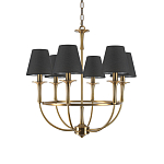 Люстра на металлическом основании бронзового цвета с 6-ю черными конусовидными абажурами Dignity варинант исполнения - 2 | Loft Concept в Казани