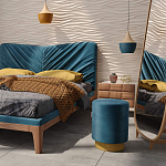 Пуф синий велюр на золотом металлическом основании Golden Belt варинант исполнения - 4 | Loft Concept в Казани