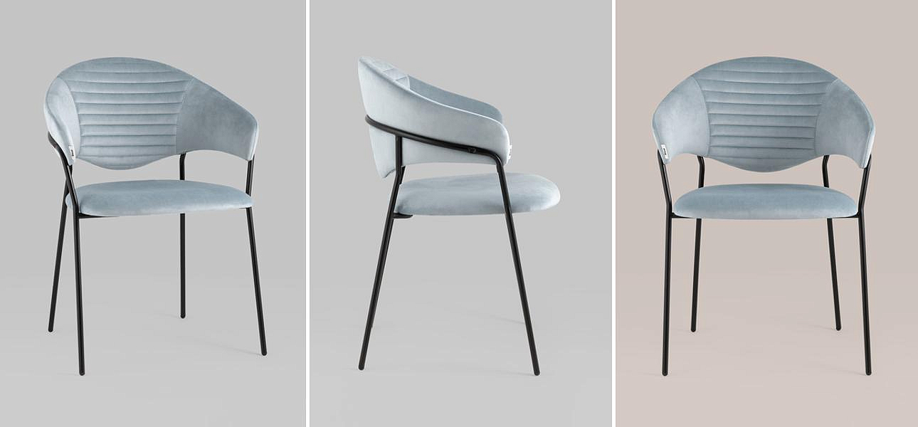 Стул Alexis Chair Пыльно-Голубой Велюр Стул Alexis Chair Пыльно-Голубой Велюр - Loft-Concept в Казани