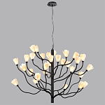 Люстра подвесная черного цвета с ветвями и белыми фарфоровыми цветами Floralis варинант исполнения - 12 | Loft Concept в Казани