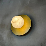 Бра круглое с плафоном из натурального камня на латунном основании Cryptocrystalline Stone варинант исполнения - 5 | Loft Concept в Казани