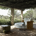 Дизайнерский уличный диван из массива дерева с плетеной спинкой PALINFRASCA Sofa варинант исполнения - 10 | Loft Concept в Казани