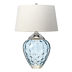 Настольная лампа со белым конусным абажуром и прозрачным голубым стеклянным основанием Quintiesse варинант исполнения - 1 | Loft Concept в Казани