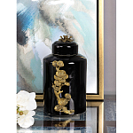 Банка с крышкой из фарфора с бронзовым цветочным элементом Eden Garden варинант исполнения - 4 | Loft Concept в Казани