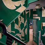 Обои ручная роспись в стиле Арт-деко Symphony Original colourway on Jade silk dupion варинант исполнения - 1 | Loft Concept в Казани