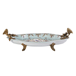 Блюдо овальное из голубого фарфора с ручками в виде бабочек и цветочным рисунком Blue Garden варинант исполнения - 1 | Loft Concept в Казани