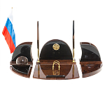 Настольный письменный набор с часами из природного камня обсидиана Oval Office варинант исполнения - 1 | Loft Concept в Казани