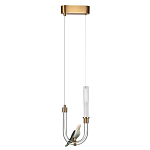 Подвесной светильник с декоративной фигуркой птицы на прозрачной изогнутой трубке Ganthea варинант исполнения - 2 | Loft Concept в Казани