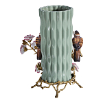 Ваза с птицами и цветами из фарфора с бронзовыми элементами Garden of Eden варинант исполнения - 2 | Loft Concept в Казани