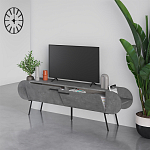 ТВ-тумба серая с 2-мя откидными дверцами и 2-мя открытыми полками CAPSULE TV STAND RETRO GREY варинант исполнения - 2 | Loft Concept в Казани