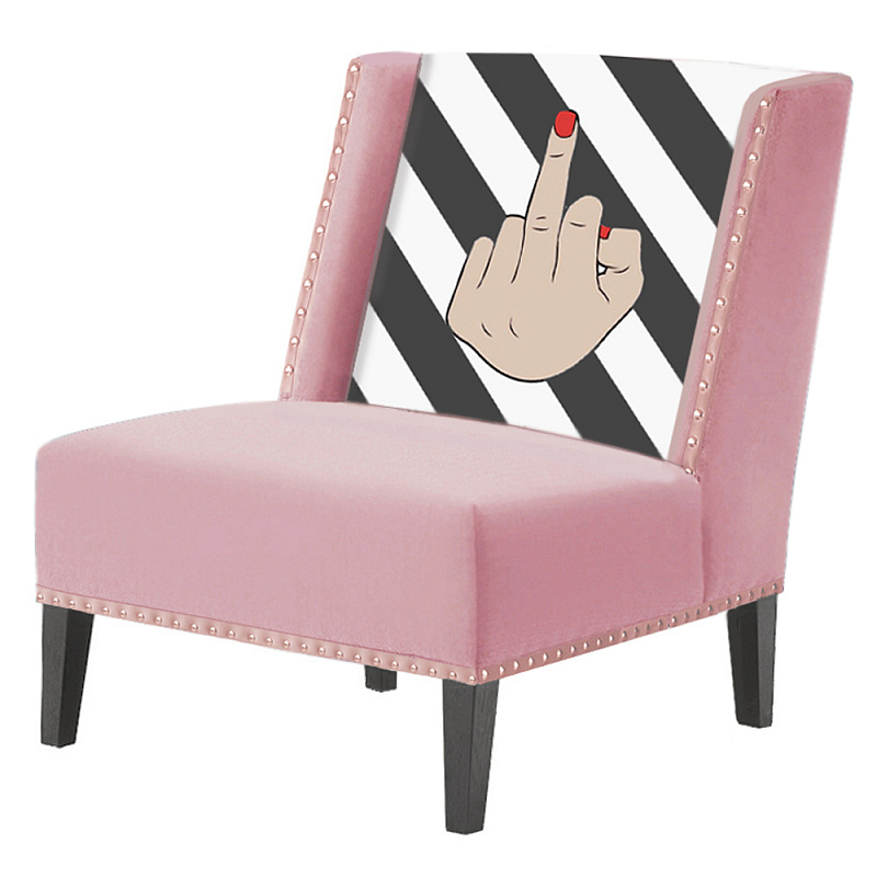 FUN Armchair "fuck off" pink  Дизайнерское кресло с цветным принтом Розовый пастельный в Казани | Loft Concept 