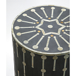 Приставной круглый столик с инкрустацией Mandika Bone Inlay Gray варинант исполнения - 1 | Loft Concept в Казани