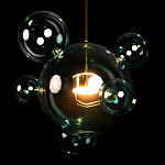 Подвесной светильник с прозрачными бирюзовыми стеклянными шарами и золотыми деталями Диаметр 46 Giopato & Coombes варинант исполнения - 4 | Loft Concept в Казани