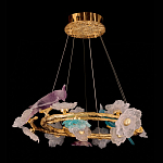 Люстра круглая на золотом каркасе с птичками и цветочным декором Miscellaneous herbs варинант исполнения - 5 | Loft Concept в Казани