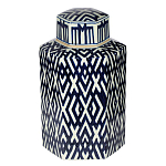 Ваза с крышкой и графическим узором в сине-белых цветах Blue & White Ornament  варинант исполнения - 2 | Loft Concept в Казани
