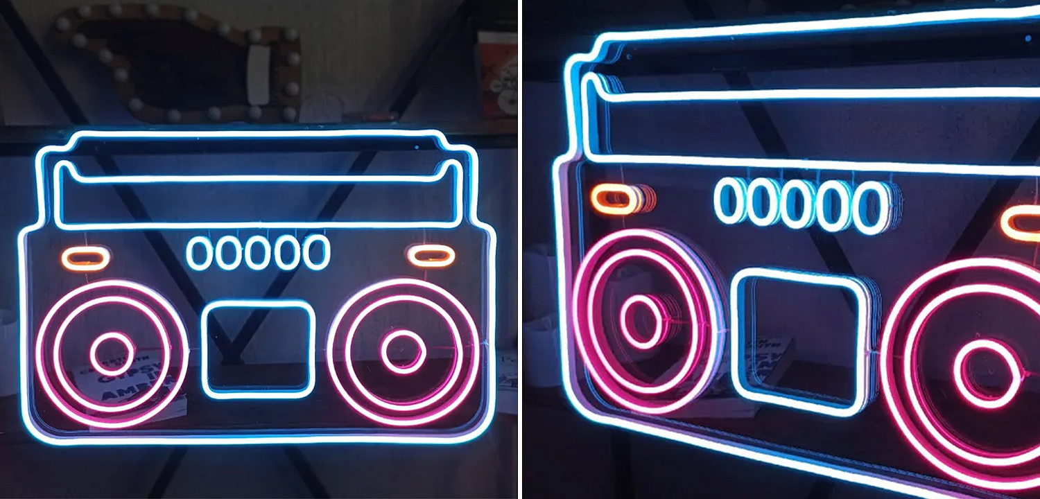 Неоновая настенная лампа Tape Recorder Neon Wall Lamp Неоновая настенная лампа Tape Recorder Neon Wall Lamp - Loft-Concept в Казани