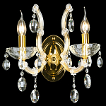Бра с двумя лампами и крупными хрустальными подвесками на золотом основании Crystal lamps варинант исполнения - 2 | Loft Concept в Казани