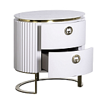 Тумбочка белая овальная с мраморной столешницей Thoroughbass варинант исполнения - 2 | Loft Concept в Казани